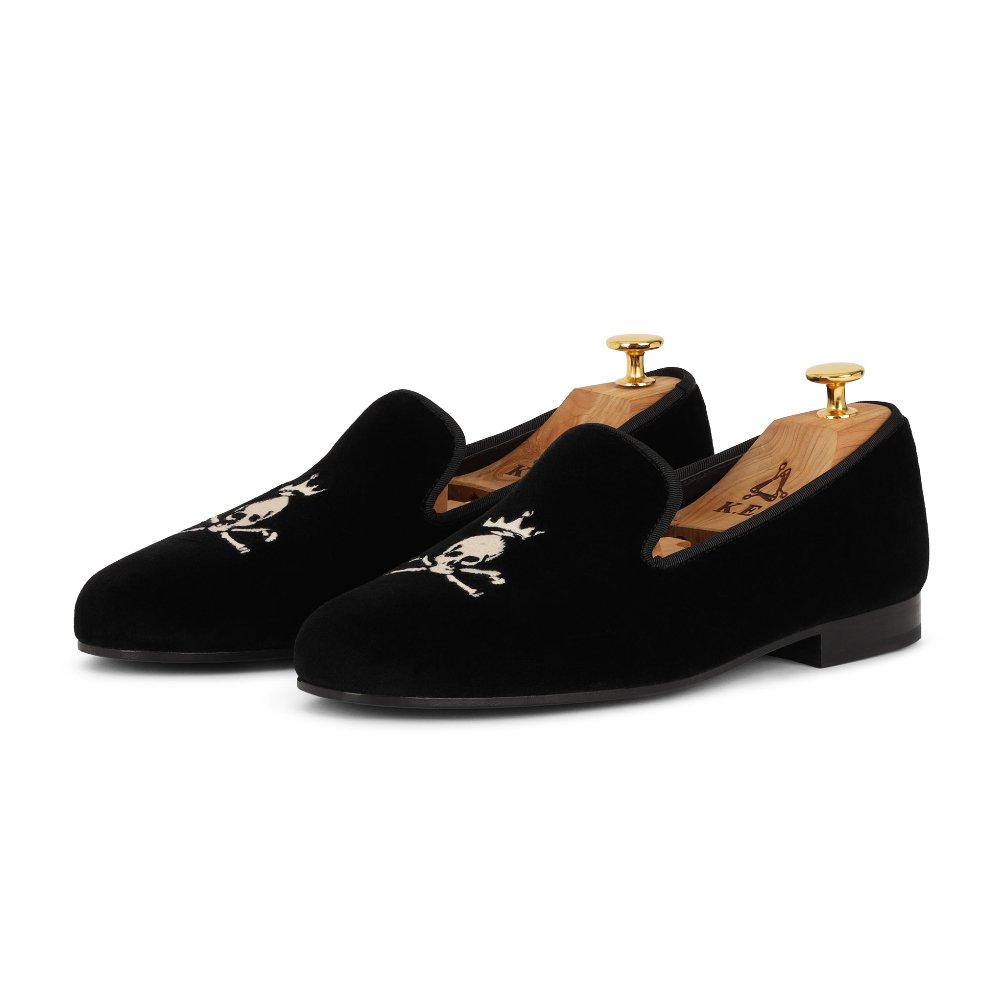 black velvet slippers with couple's monogram | Monogrammed slippers,  Embroidered shoes, Black velvet slippers